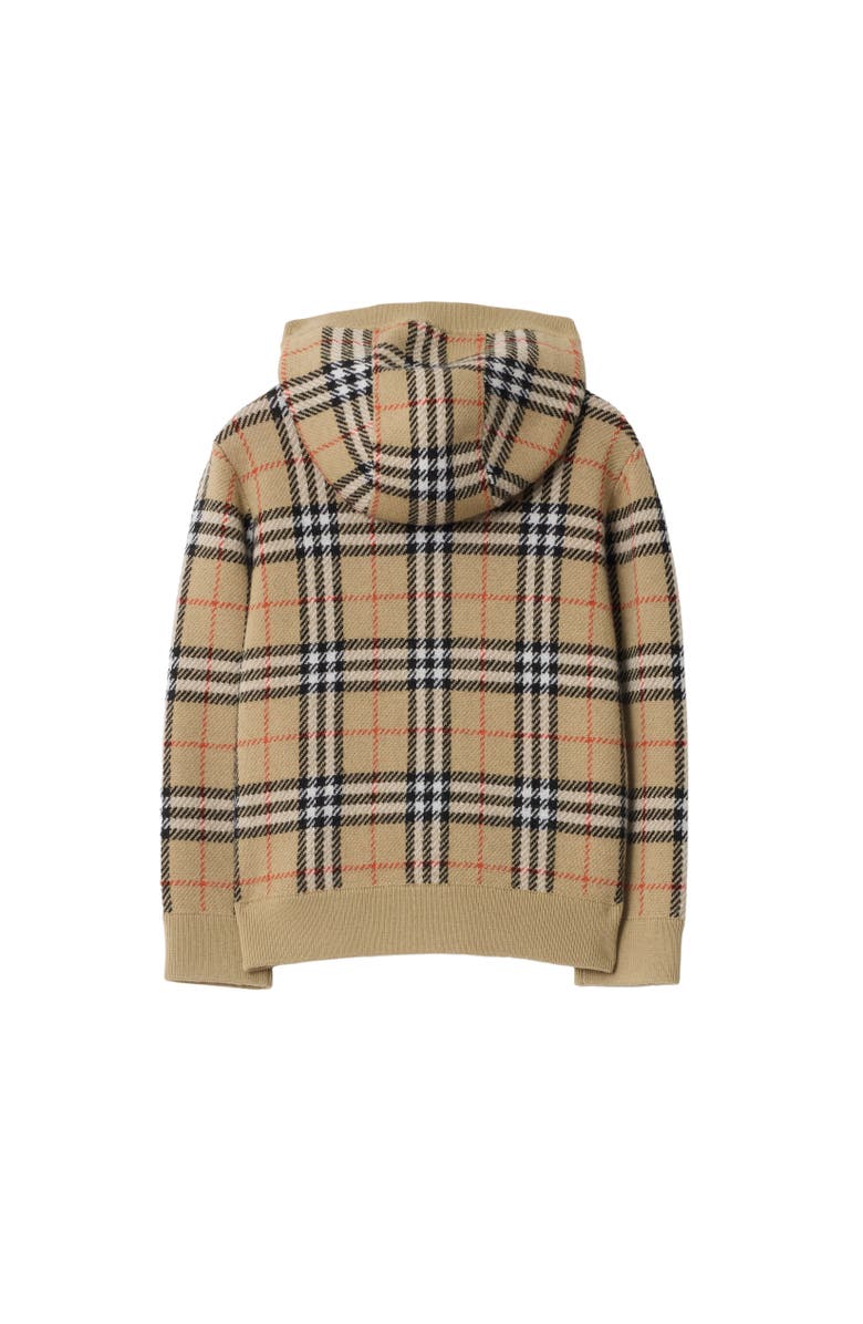 Burberry Check Wool Zip Hoodie, Alternate, color, Sand Beige