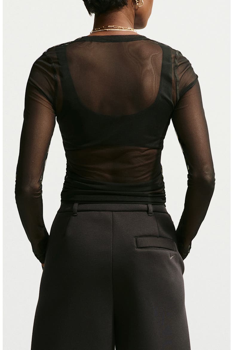 Long Sleeve Mesh Layered T-Shirt, Alternate, color, BLACK/ WHITE