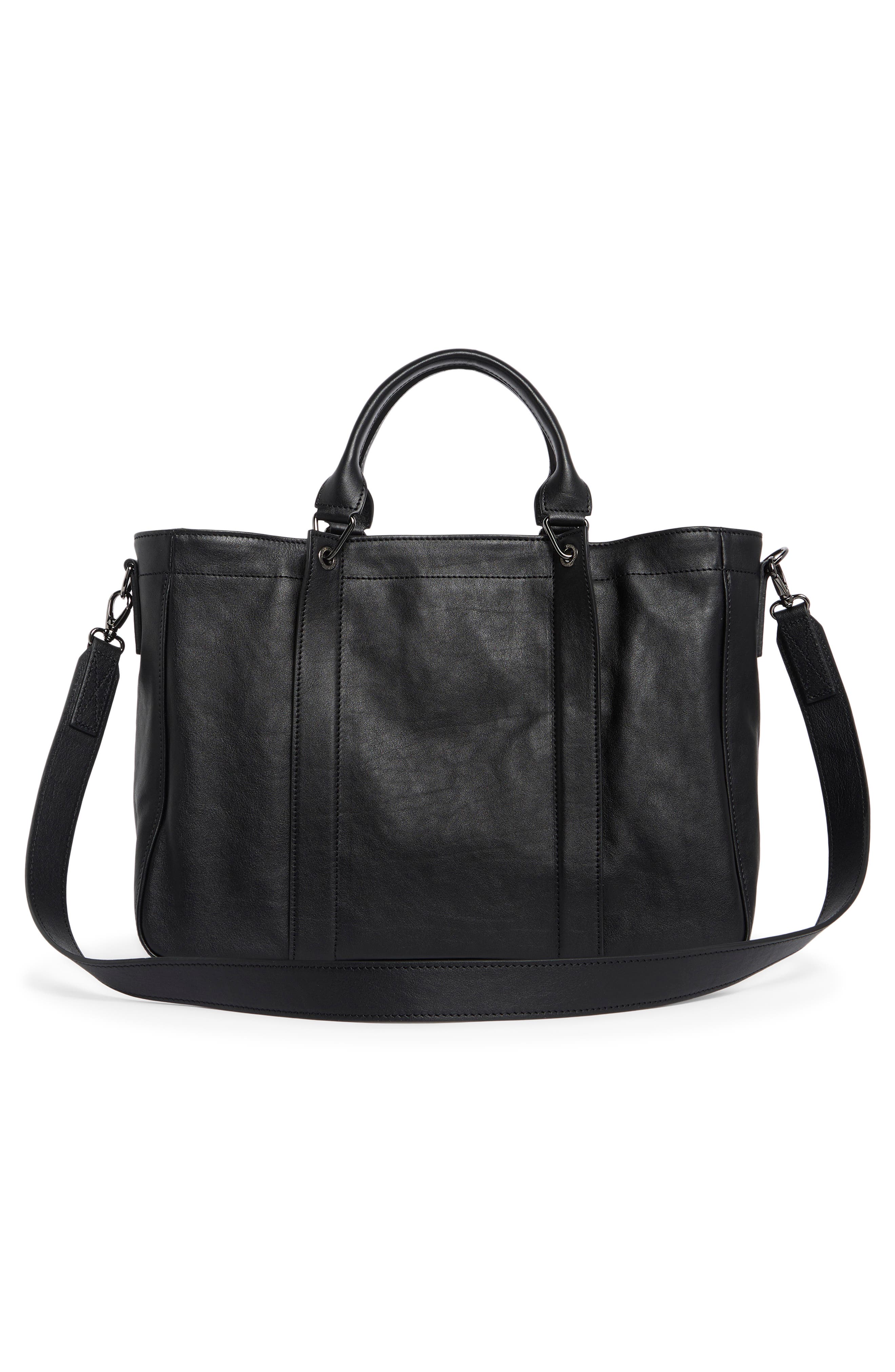 Longchamp LC3D Zip Top Medium Leather Tote Bag, Alternate, color, Black