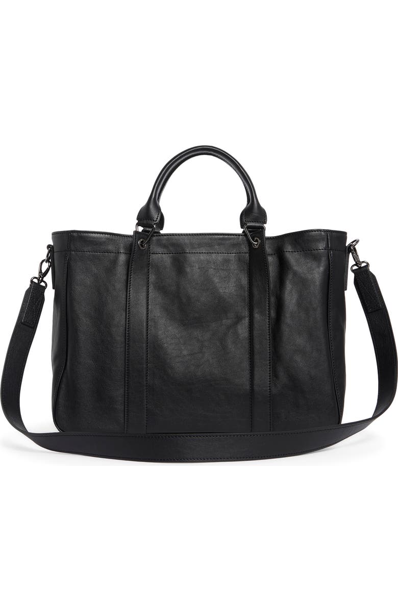 Longchamp LC3D Zip Top Medium Leather Tote Bag, Alternate, color, Black