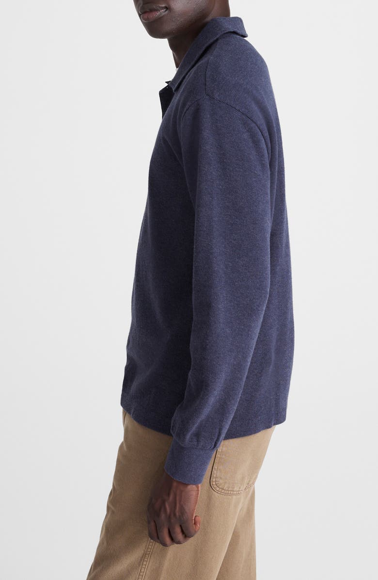 Madewell French Rib Long Sleeve Polo, Alternate, color, Heather Navy