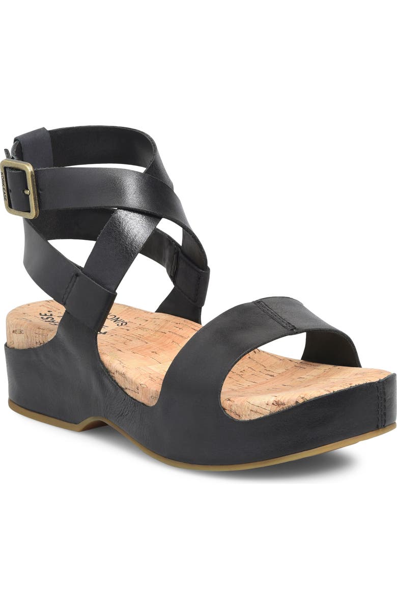 Kork-Ease<sup>®</sup> Yadira Ankle Strap Platform Sandal, Main, color, Black Leather