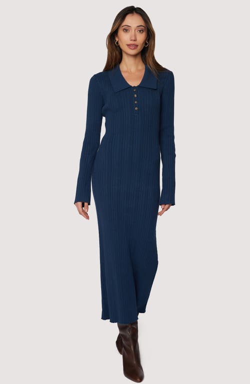 Lost + Wander Giustina Long Sleeve Midi Sweater Dress In Blue