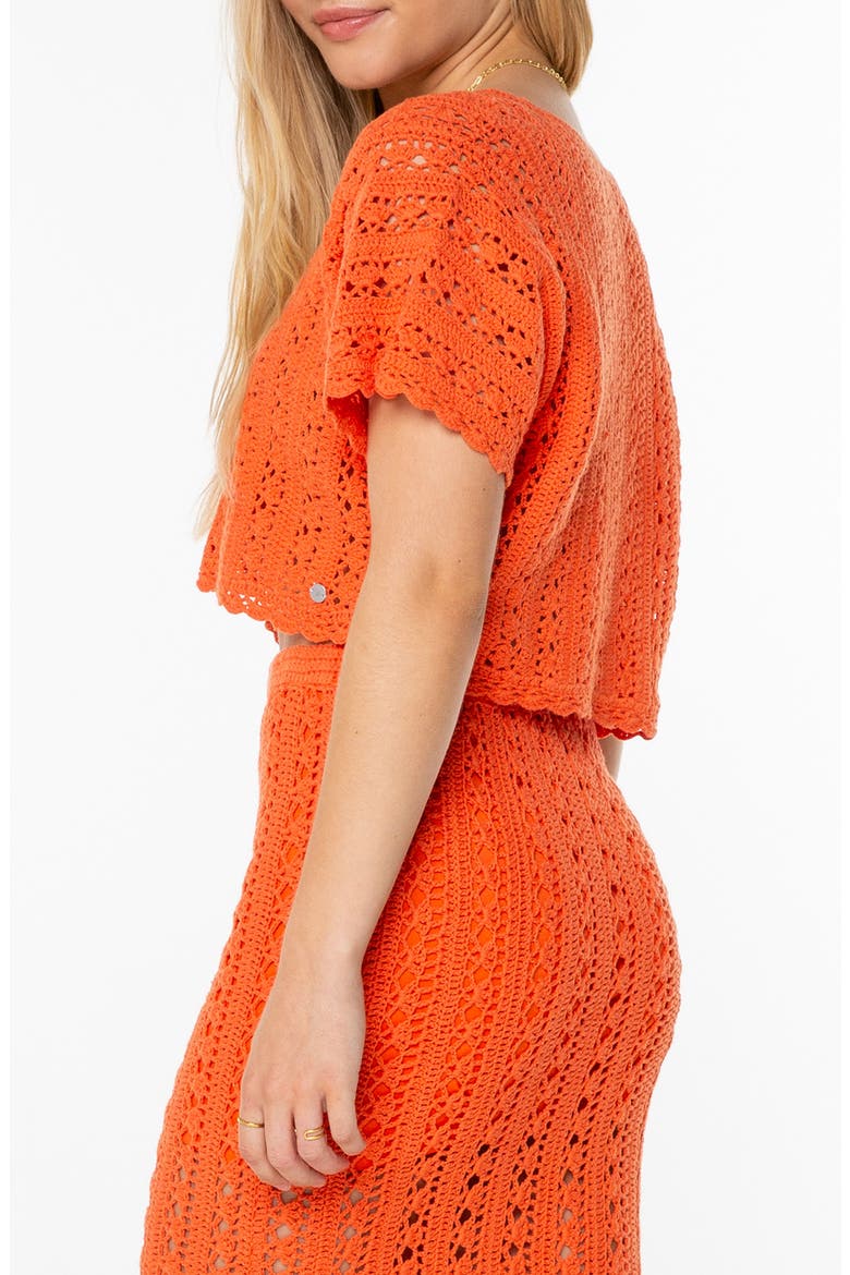 Sea Swirl Boxy Crochet Sweater, Alternate, color, TIGERLILY SOLID