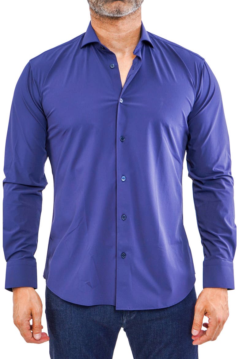 Einstein Stretchcore Performance Button-Up Shirt, Main, color, BLUE