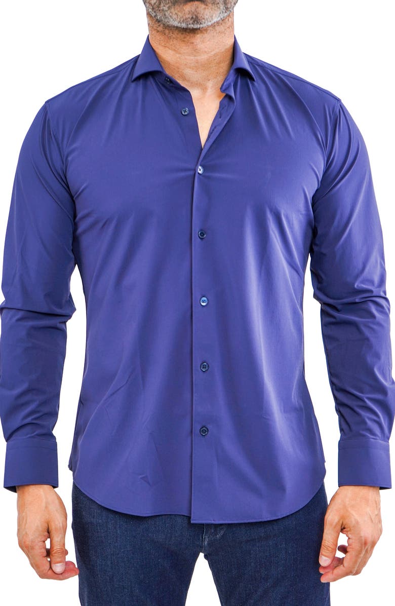 Maceoo Einstein Stretchcore Performance Button-Up Shirt, Main, color, Blue