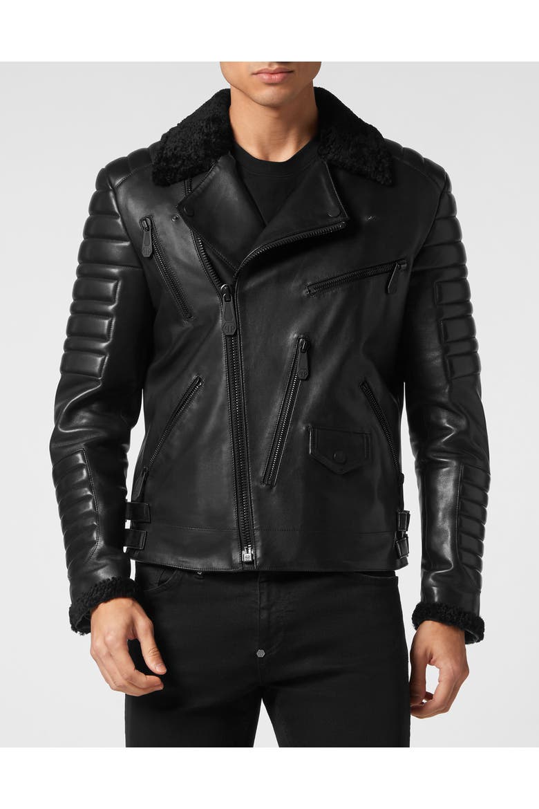Leather Biker Gothic Plein Men, Main, color, black