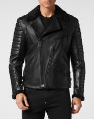 PHILIPP PLEIN Leather Biker Gothic Plein Men
