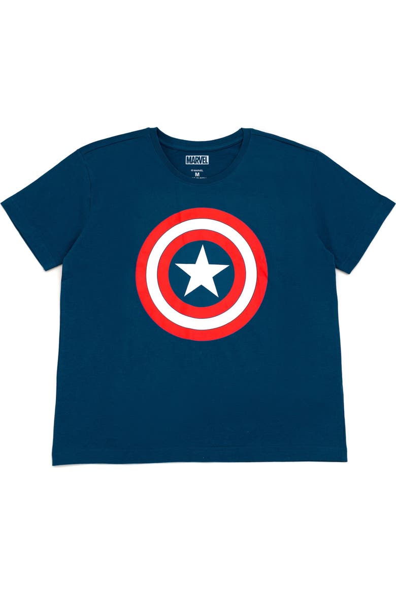 Avengers Cosplay Short Sleeve T-Shirt, Main, color, Navy Captain America