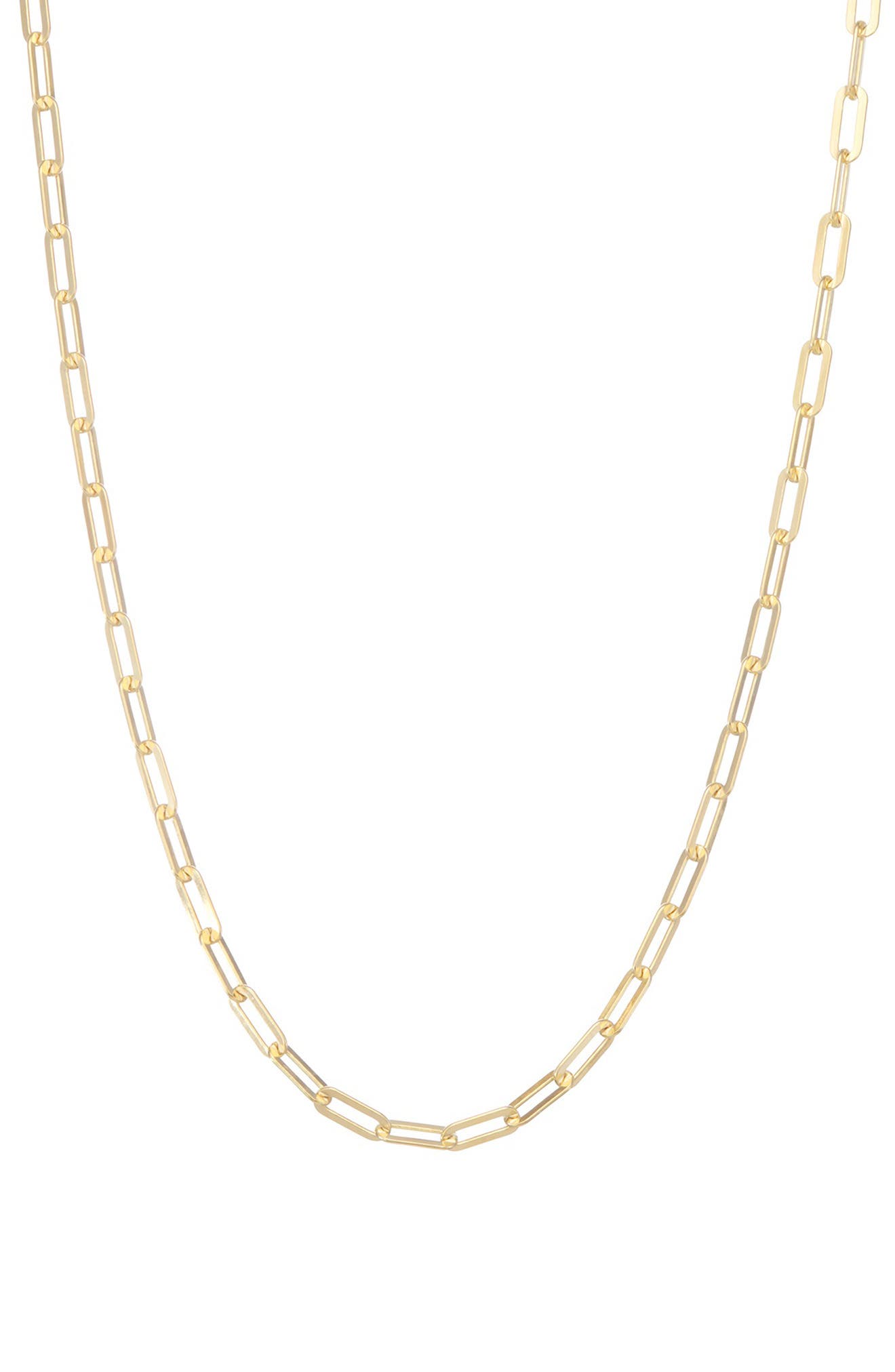 FZN 14K Gold Plate Sterling Silver Paperclip Chain Necklace