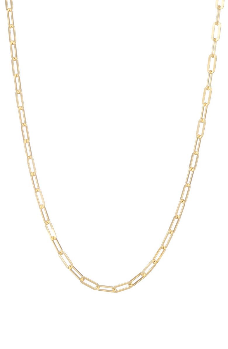FZN 14K Gold Plate Sterling Silver Paperclip Chain Necklace, Main, color, Yellow Gold