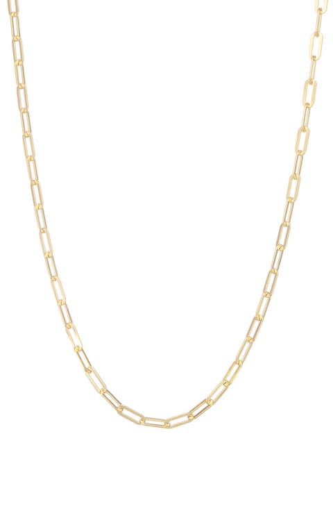 14K Gold Plate Sterling Silver Paperclip Chain Necklace