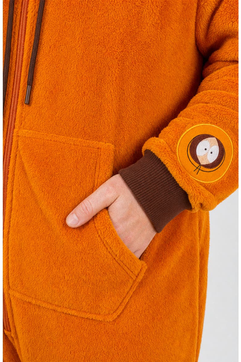 South Park Kenny Fleece Hooded Jumpsuit, Alternate, color, ORANGE