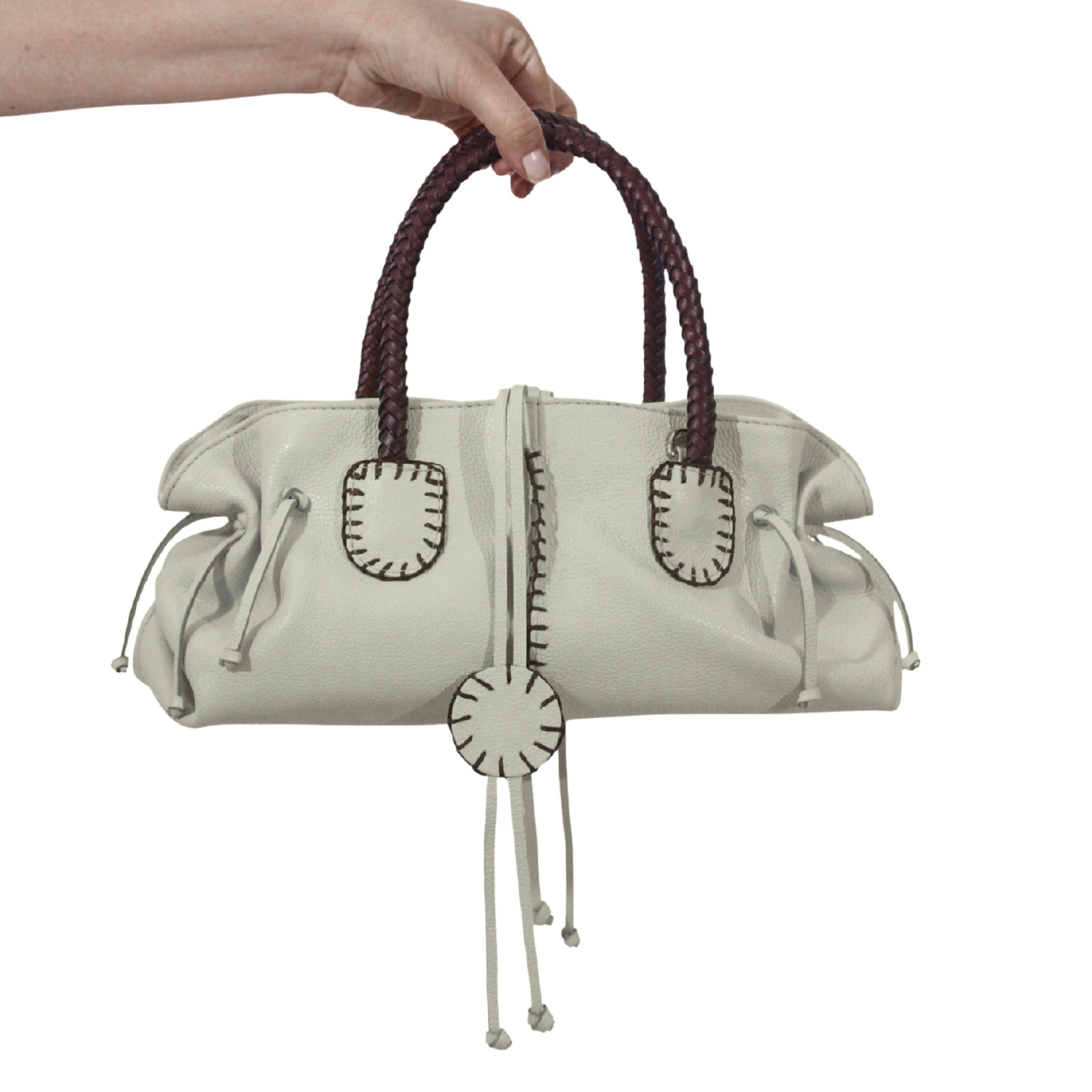 Mini Satchel Leather Bag, Alternate, color, Winter White