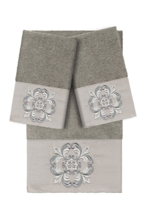 Alyssa 3-Piece Embellished Towel - Dark Gray