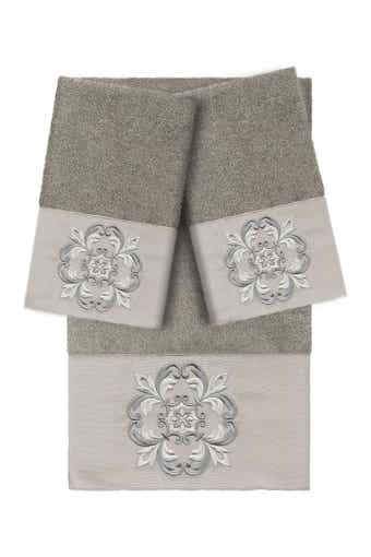 Linum Home Textiles Alyssa 3-Piece Embellished Towel - Dark Gray