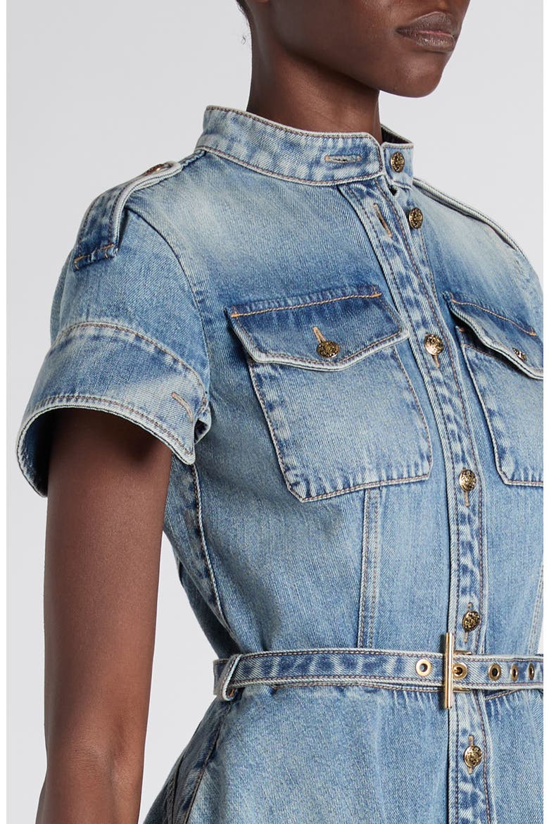 Belted Denim Dress, Alternate, color, ROYAL