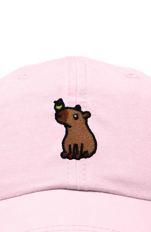 Dalix Capybara Embroidered Everyday Hat In Washed Pink