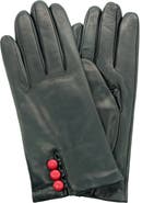 Portolano Leather Gloves with buttons in contrast color