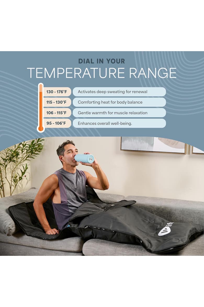 RejuvaWrap Infrared Sauna Blanket for Detox & Relaxation Low EMF Carbon Fiber Heating  9Temp Levels, Alternate, color, with Arm Holes
