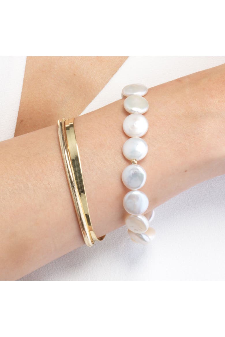 Coin Pearl Bracelet, Alternate, color, White