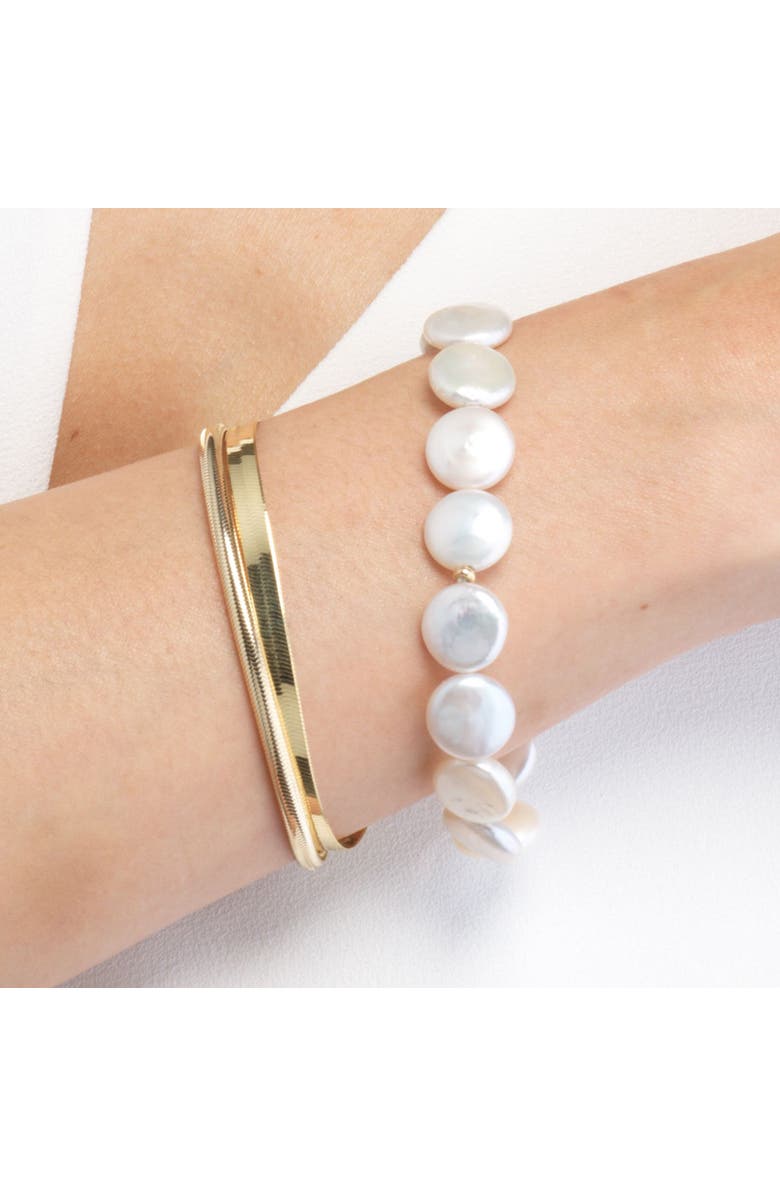 The Lovery Fine Jewelry Coin Pearl Bracelet, Alternate, color, White