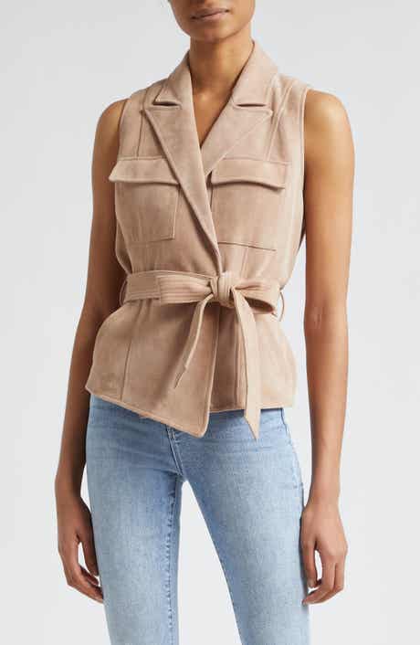 L'AGENCE Arbor Belted Wrap Front Suede Vest