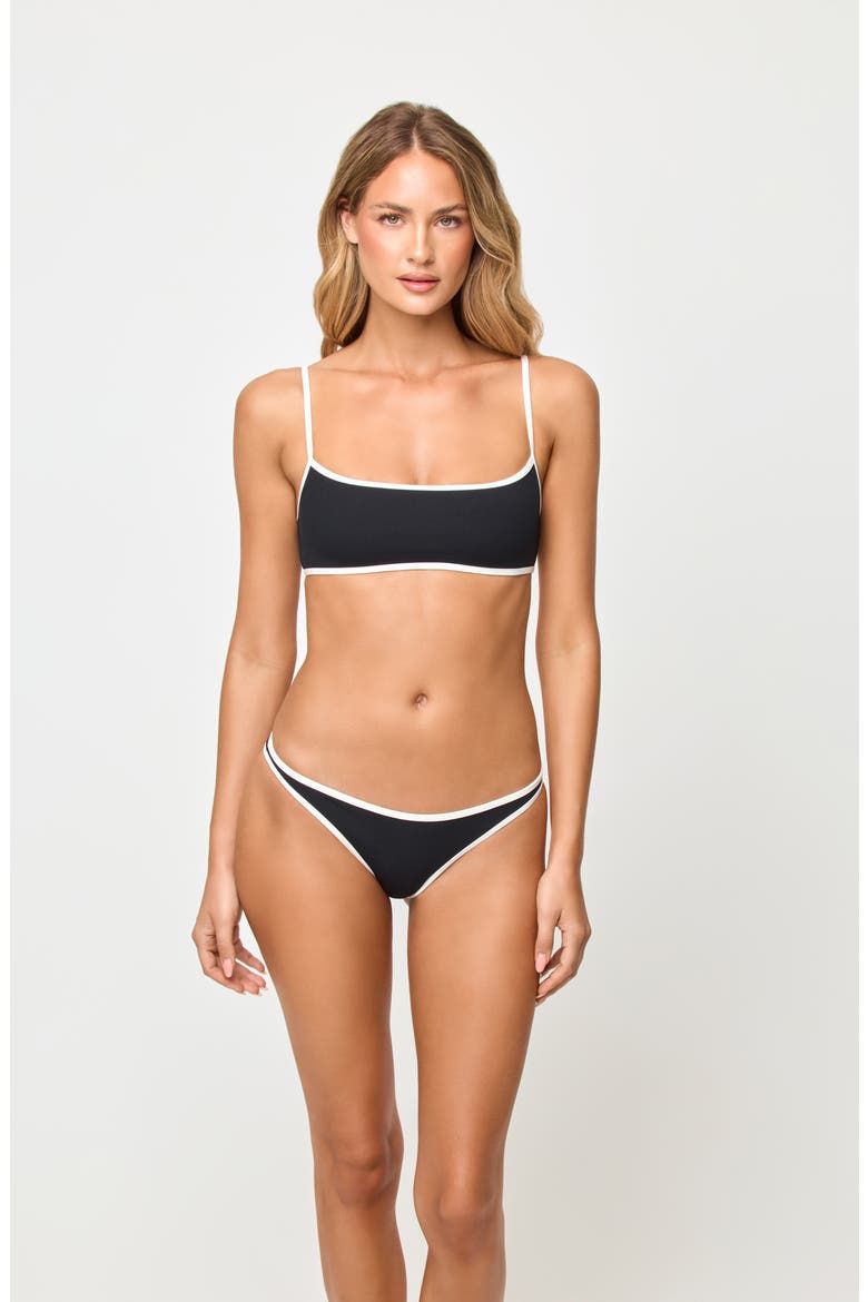 Clark Moderate Coverage Bikini Top, Alternate, color, BLACK/ CREAM