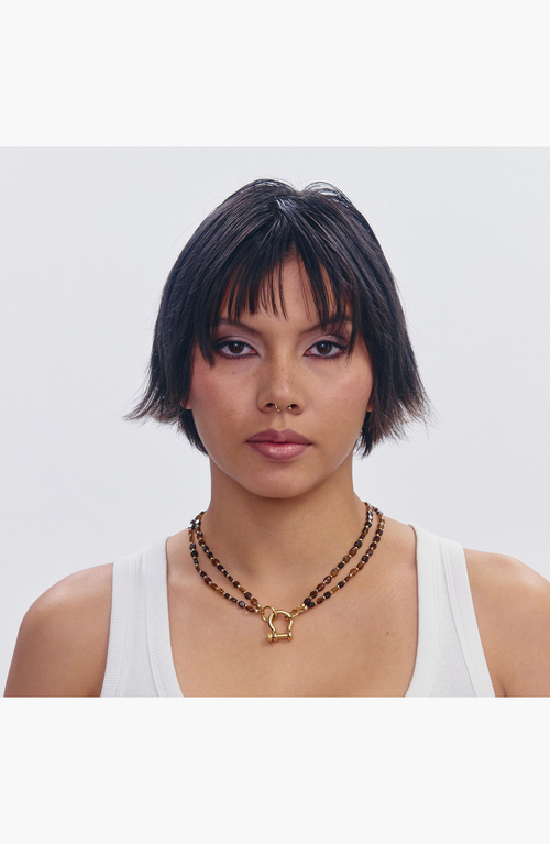 Shop Spicy Dan Sir Double Stranded Petro-tourmaline Necklace In Brown