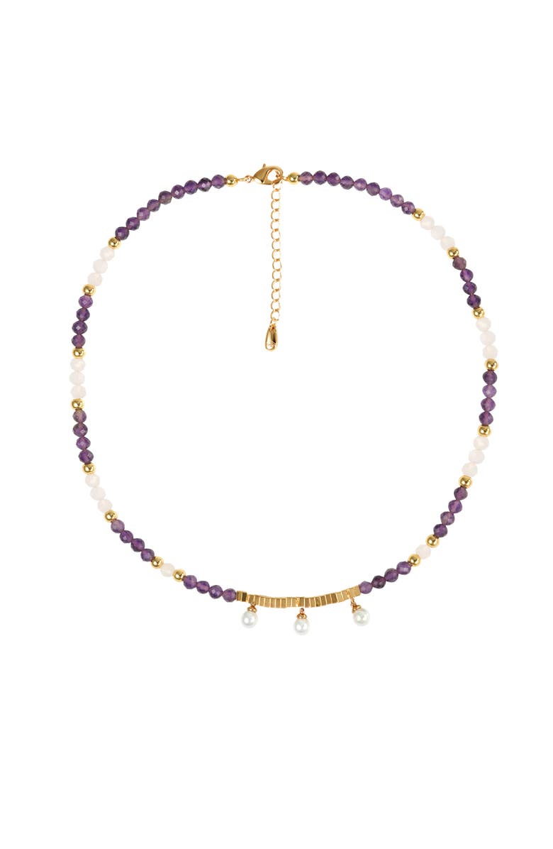 RETRO CHIC Poseidon Necklace, Main, color, Purple & White & Gold
