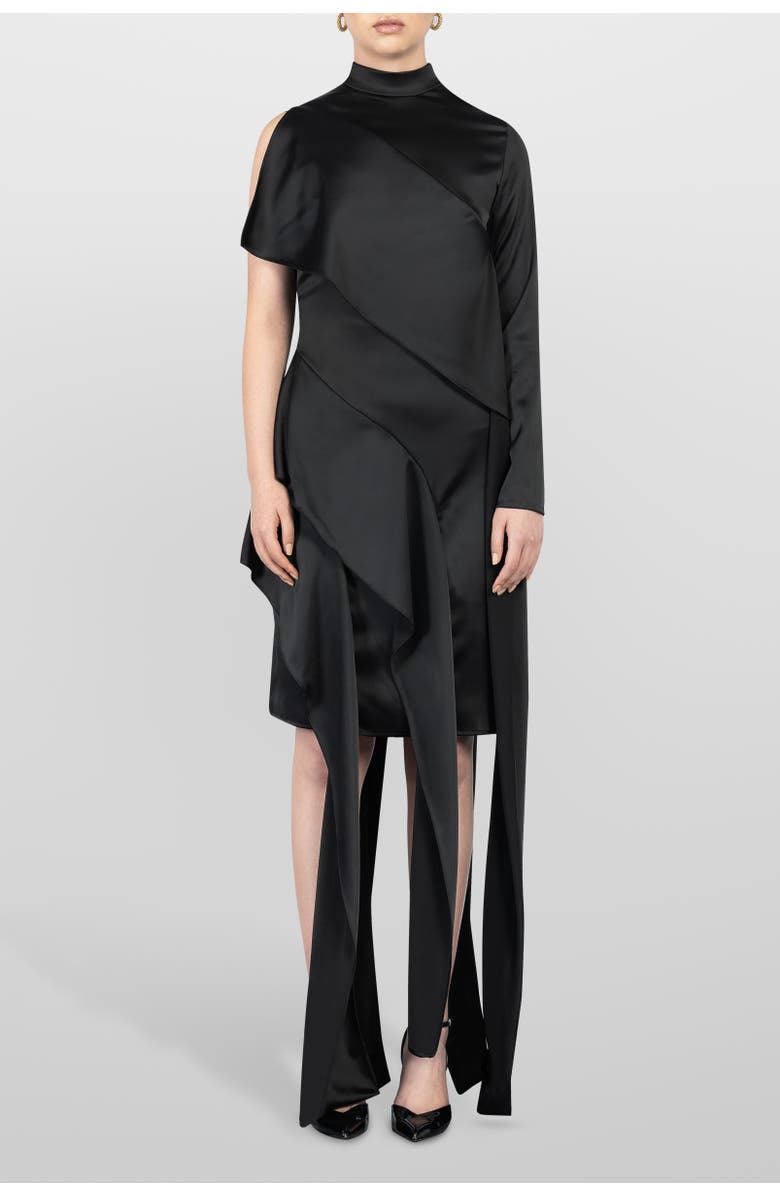 LAURA APARICIO Viscose Volant Dress, Main, color, Black