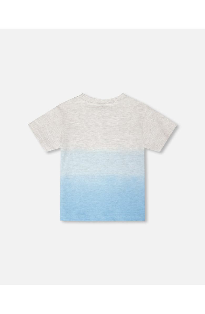 Deux par Deux Organic Cotton Short Sleeve Beach Graphic Gradient T-Shirt, Alternate, color, Grey Mix To Blue Gradient