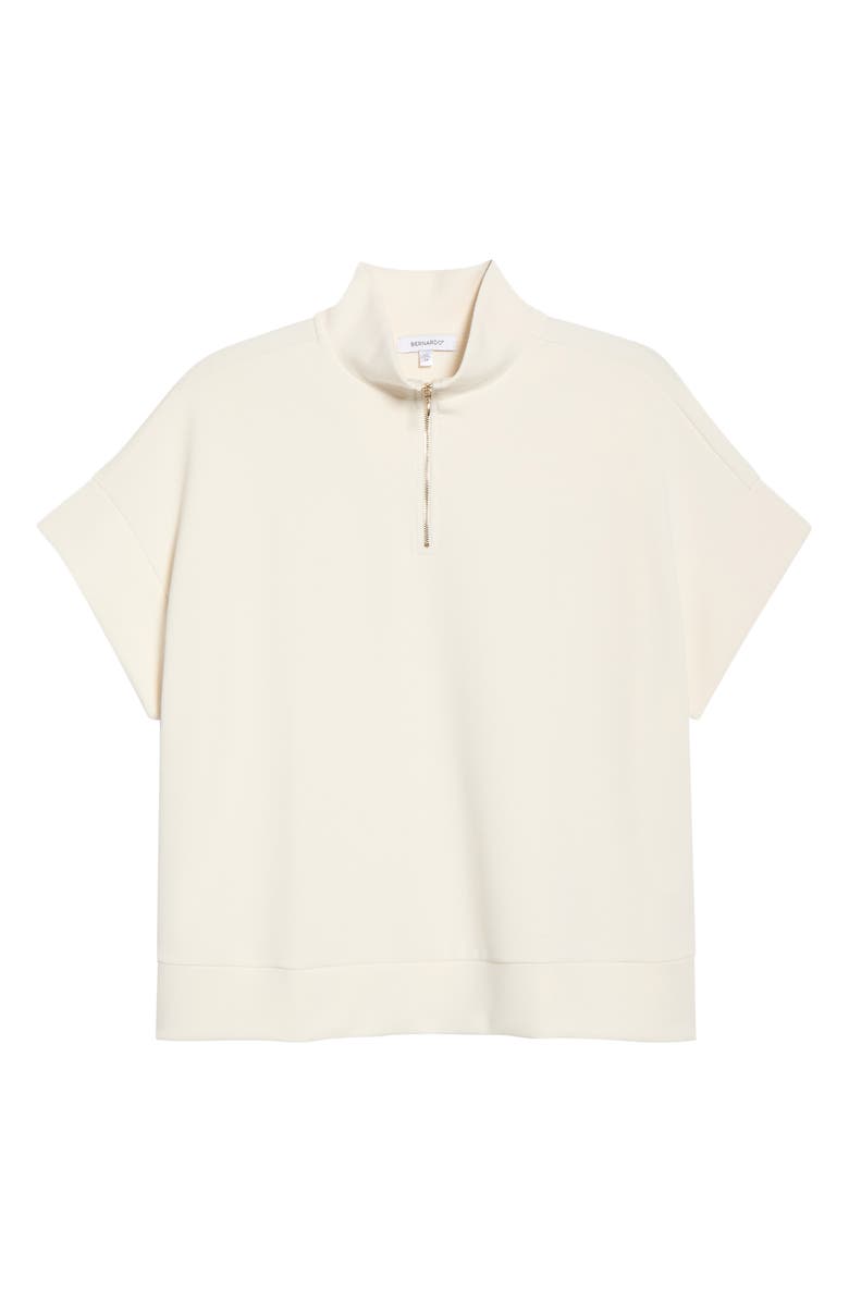 Bernardo Half Zip Short Sleeve Scuba Top, Alternate, color, Gardenia