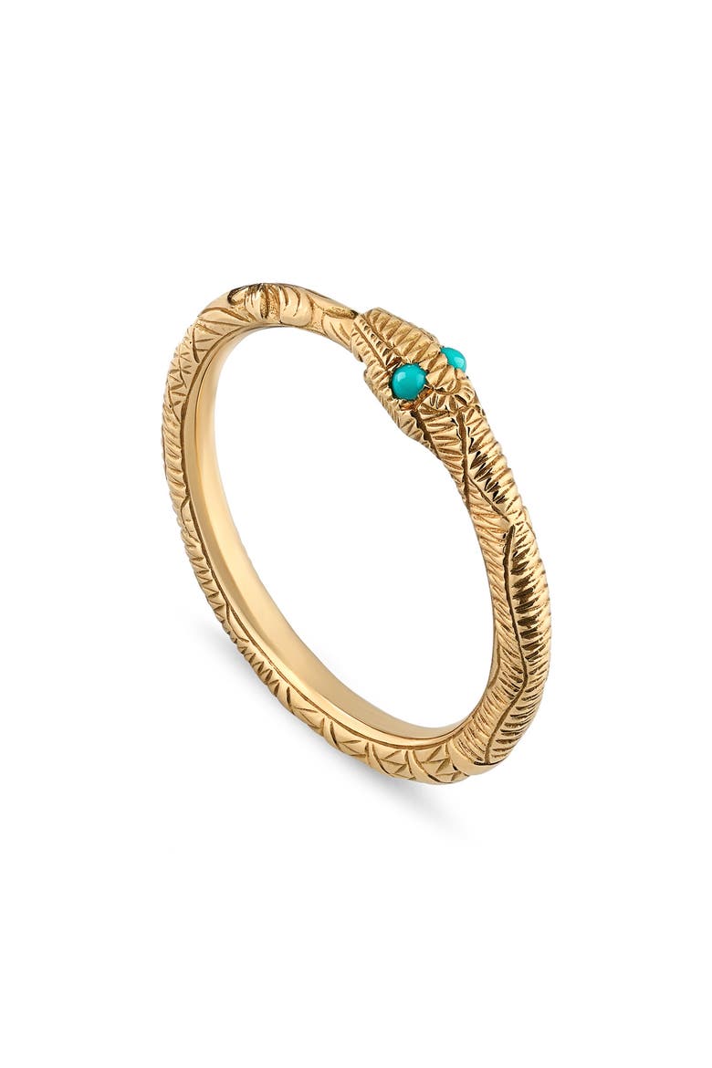 Ouroboros Turquoise Snake Ring, Main, color, TURQUOISE/ YELLOW GOLD
