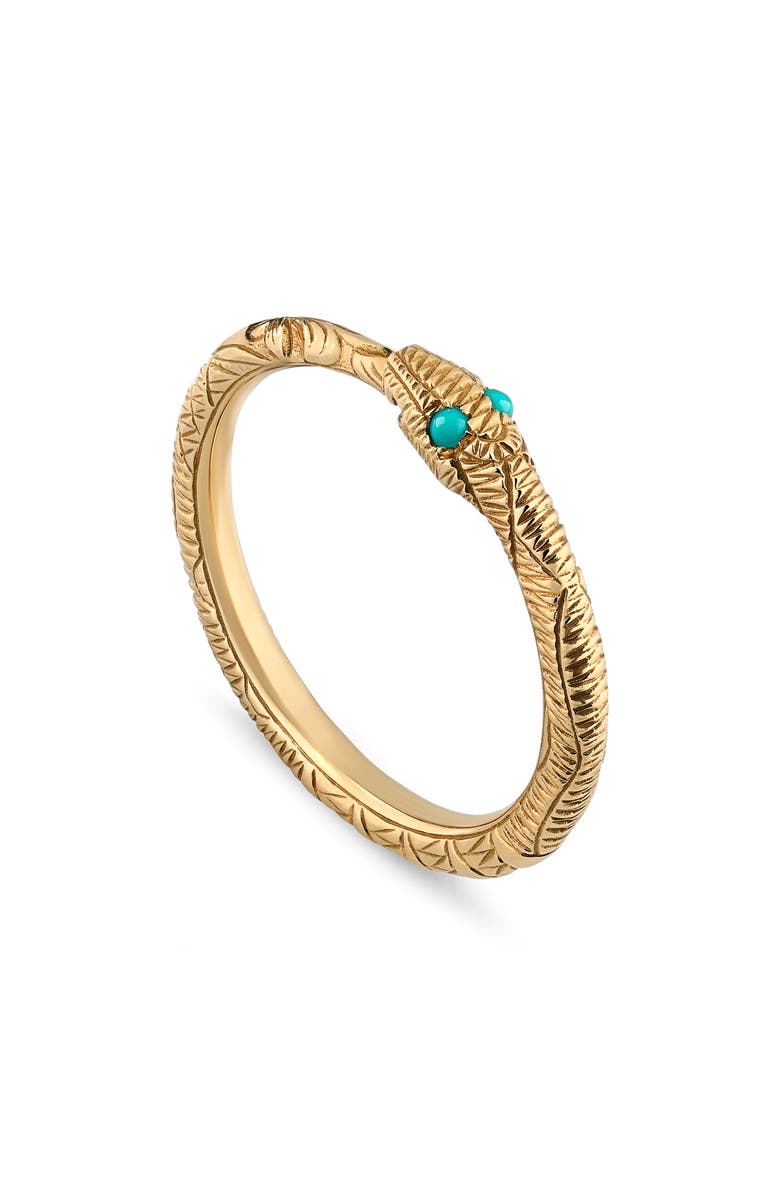 Gucci Ouroboros Turquoise Snake Ring, Main, color,