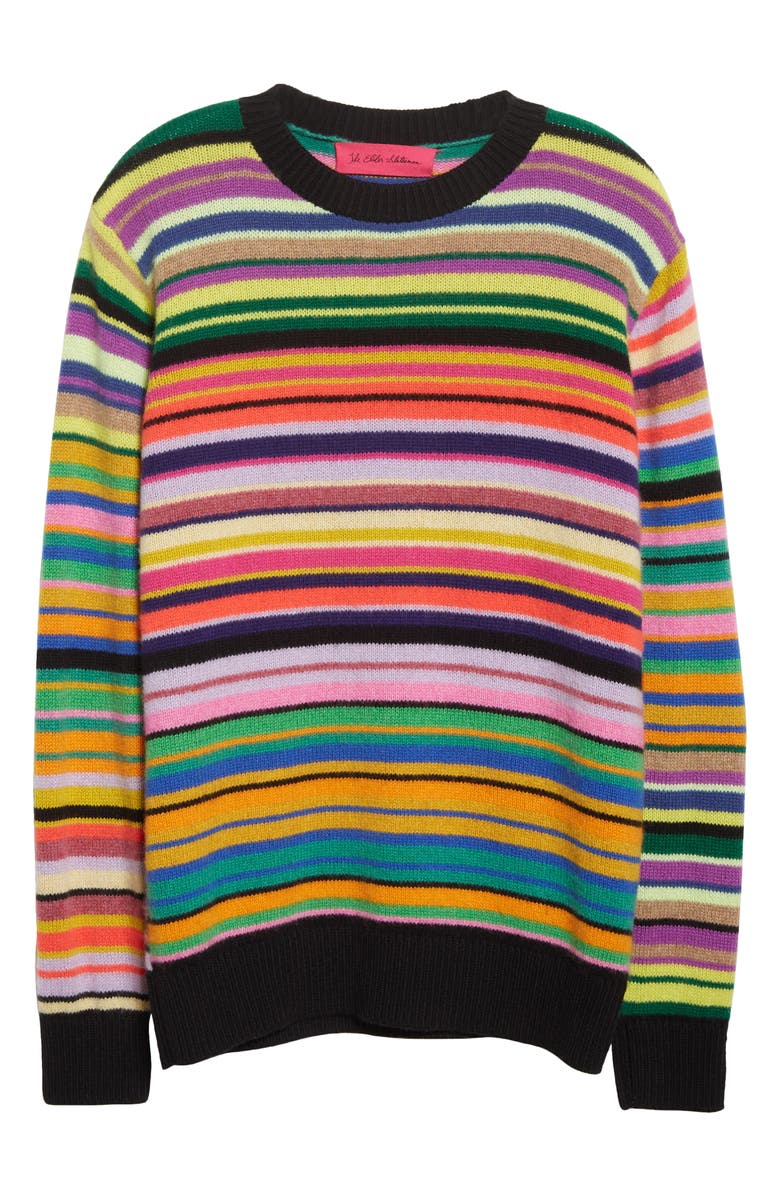 The Elder Statesman Ultra Stripe Crewneck Cashmere Sweater, Alternate, color,