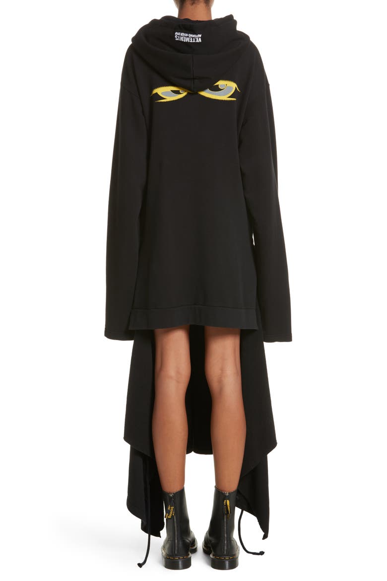 Hoodie Wrap Dress, Alternate, color, BLACK