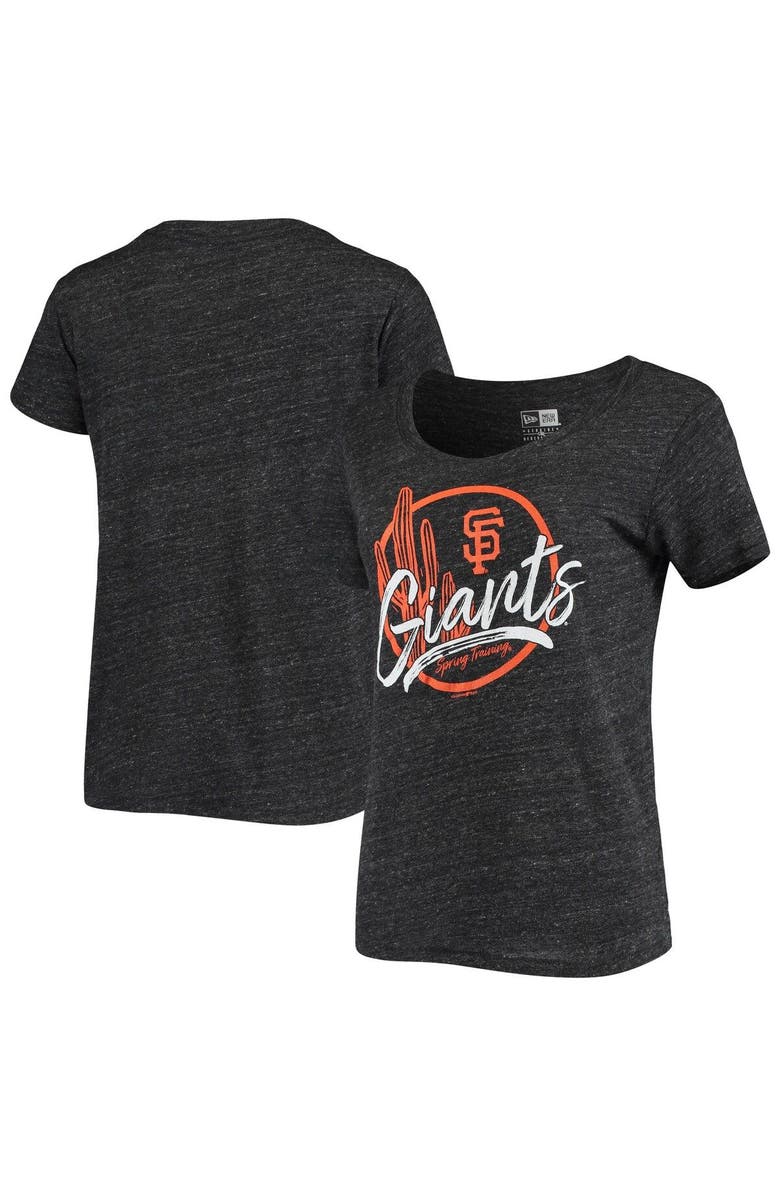 5TH AND OCEAN BY NEW ERA Women's 5th & Ocean by New Era Heathered Black San Francisco Giants Spring Training Circle Cactus Tri-Blend T-Shirt, Main, color,