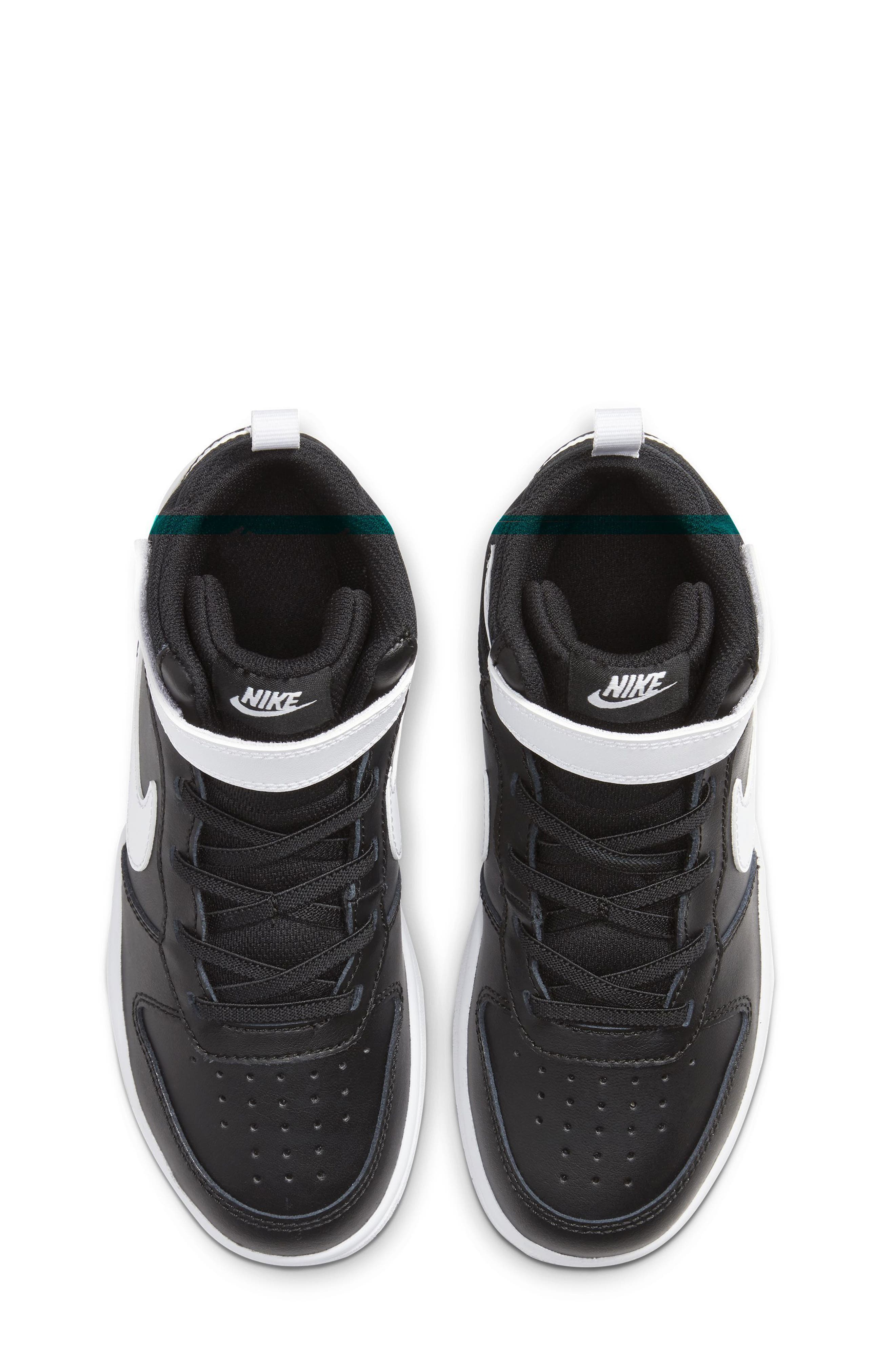 Nike Kids' Court Borough Mid 2 Basketball Shoe, Alternate, color, Black/ White