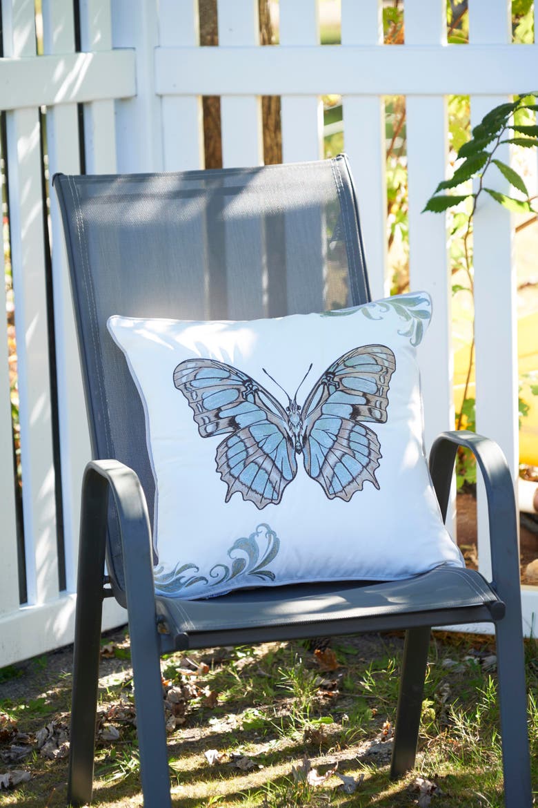Green Malachite Butterfly Pillow, Alternate, color, Green