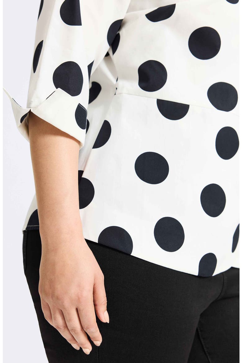 Salina Dot Print Cotton Poplin Wrap Shirt, Alternate, color, WHITE/BLACK