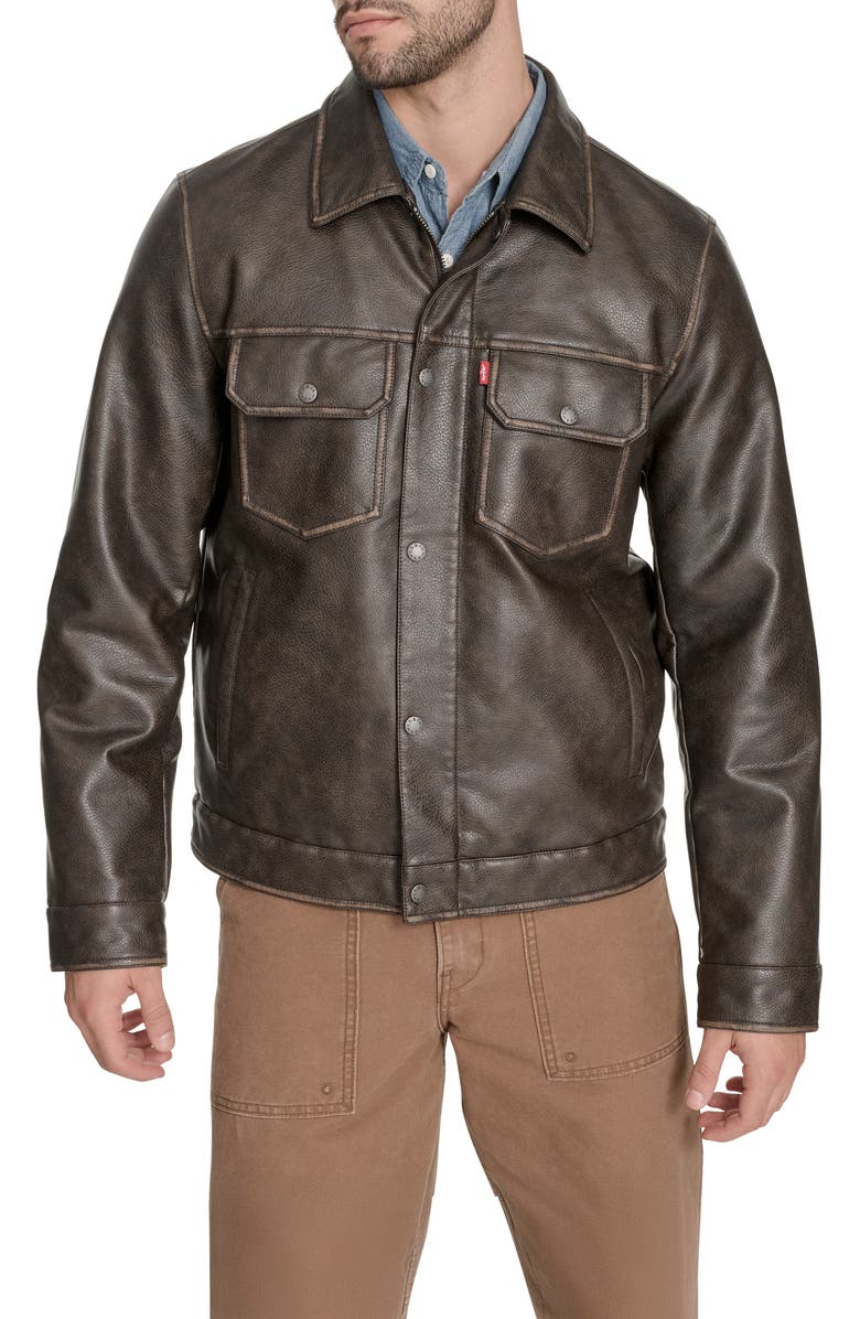 Levi's® Relaxed Water Resistant Faux Leather Trucker Jacket