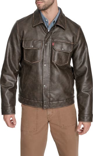Levi's® Relaxed Water Resistant Faux Leather Trucker Jacket