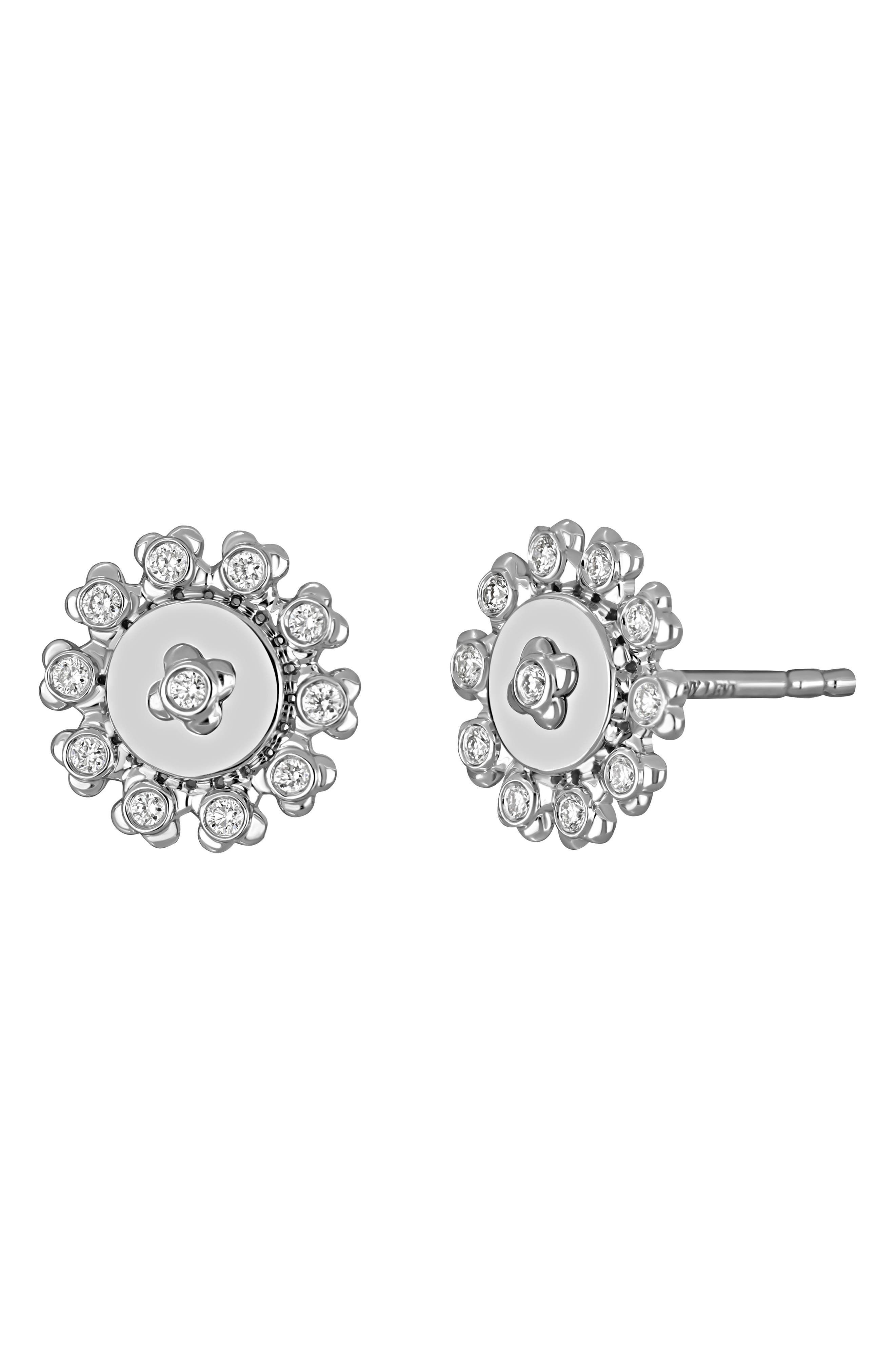 Monaco 18k Gold Diamond Stud Earrings