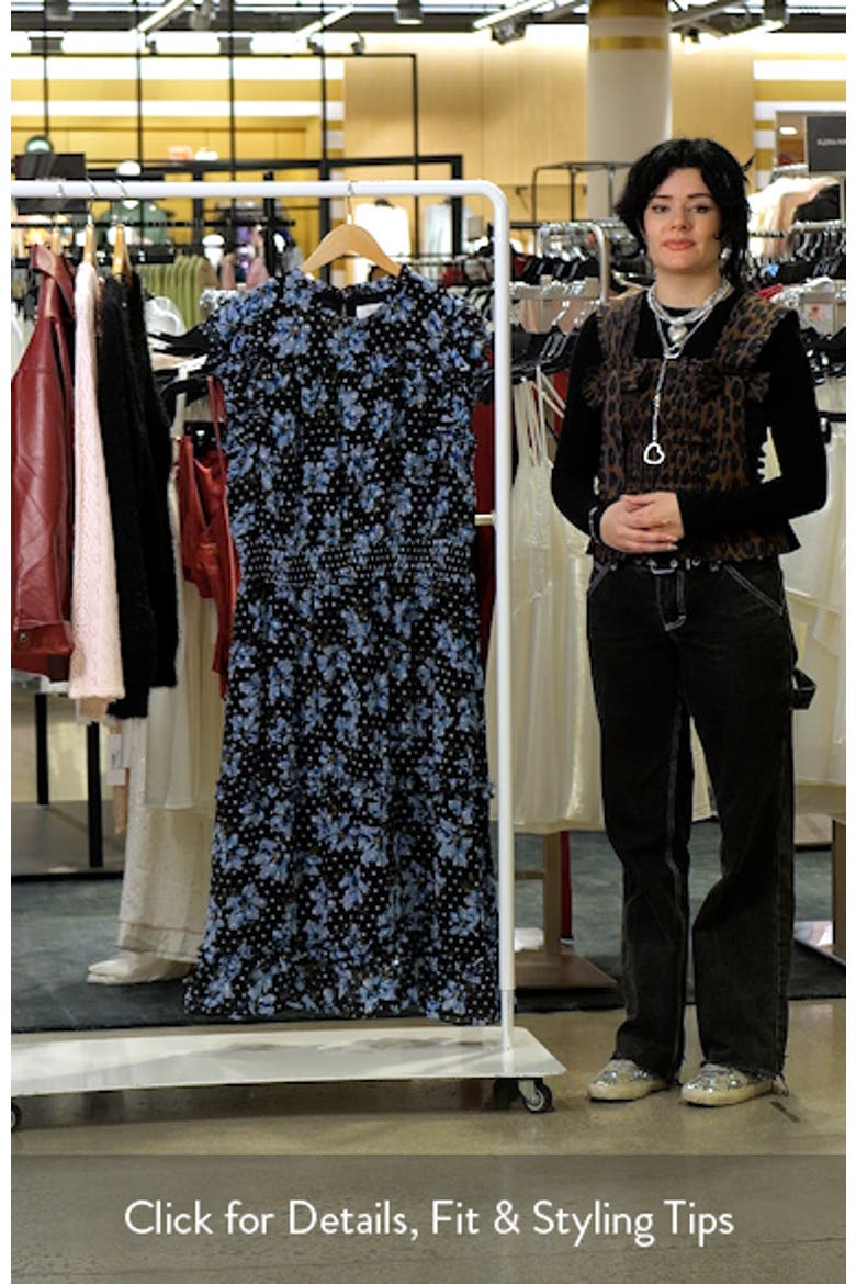 Floral Flutter Sleeve Smock Waist Midi Dress video