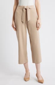 AK ANNE KLEIN Tie Front Pull-On Wide Leg Crop Pants