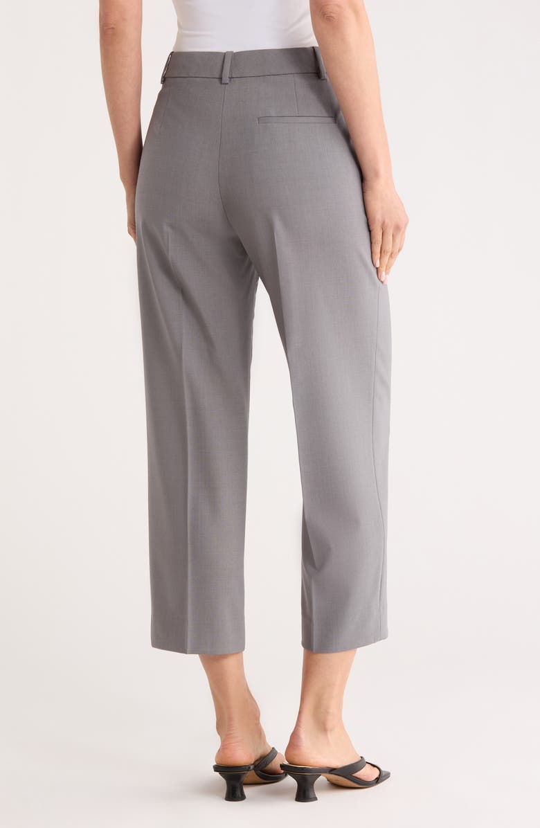 Theory High Waist Wool Blend Crop Straight Leg Pants, Alternate, color, Pearl Melange