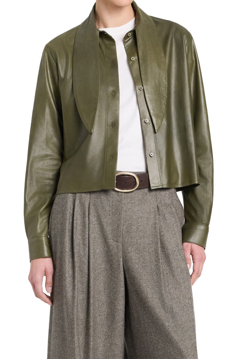Tied Up in You Leather Shirt, Main, color, BEETLE