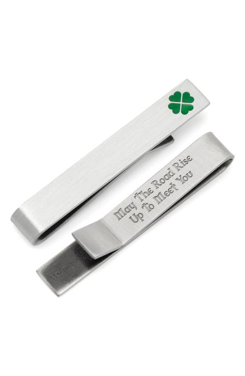 Shamrock & Message Tie Bar