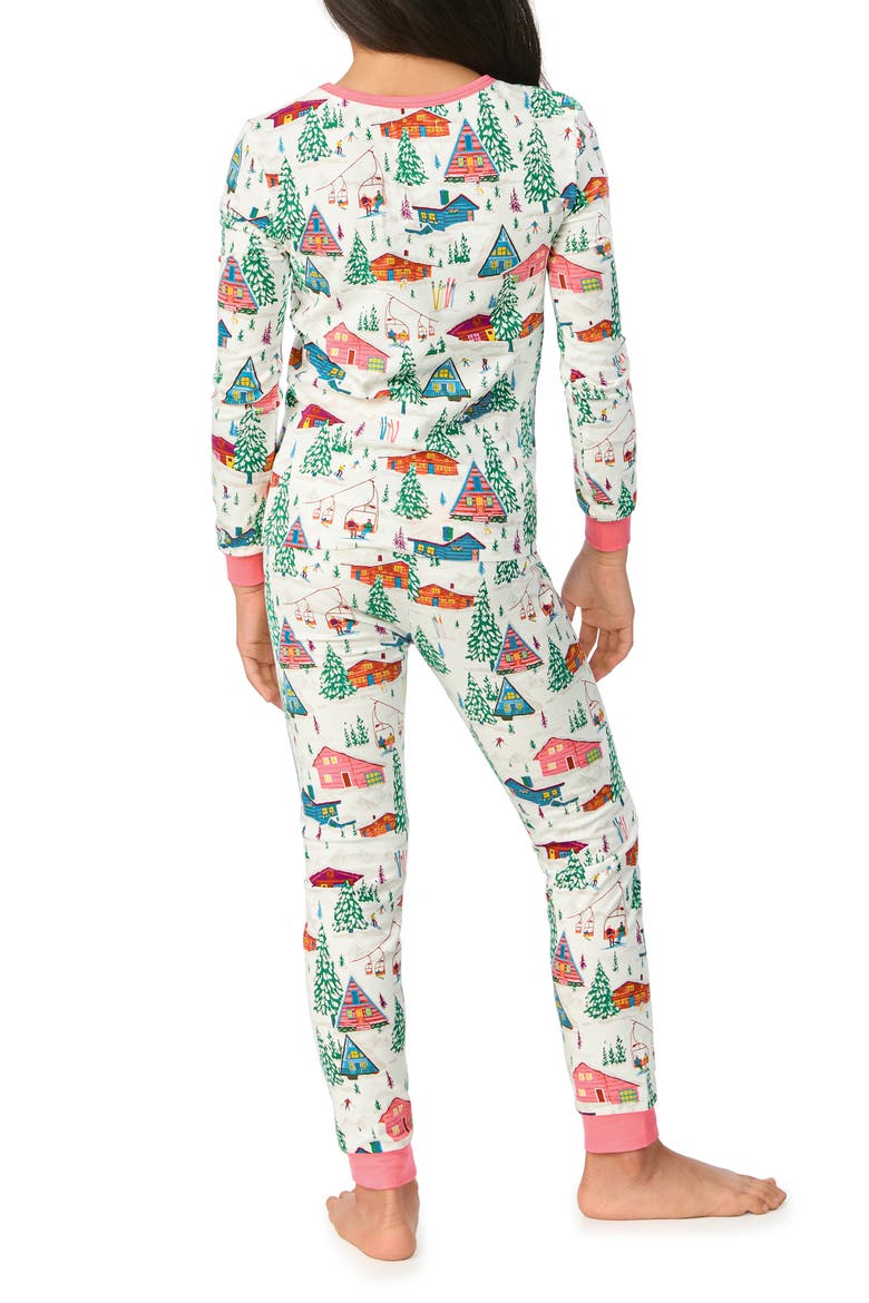 Kids' Festive Print Fitted Two-Piece Pajamas, Alternate, color, ALPINE CABINS